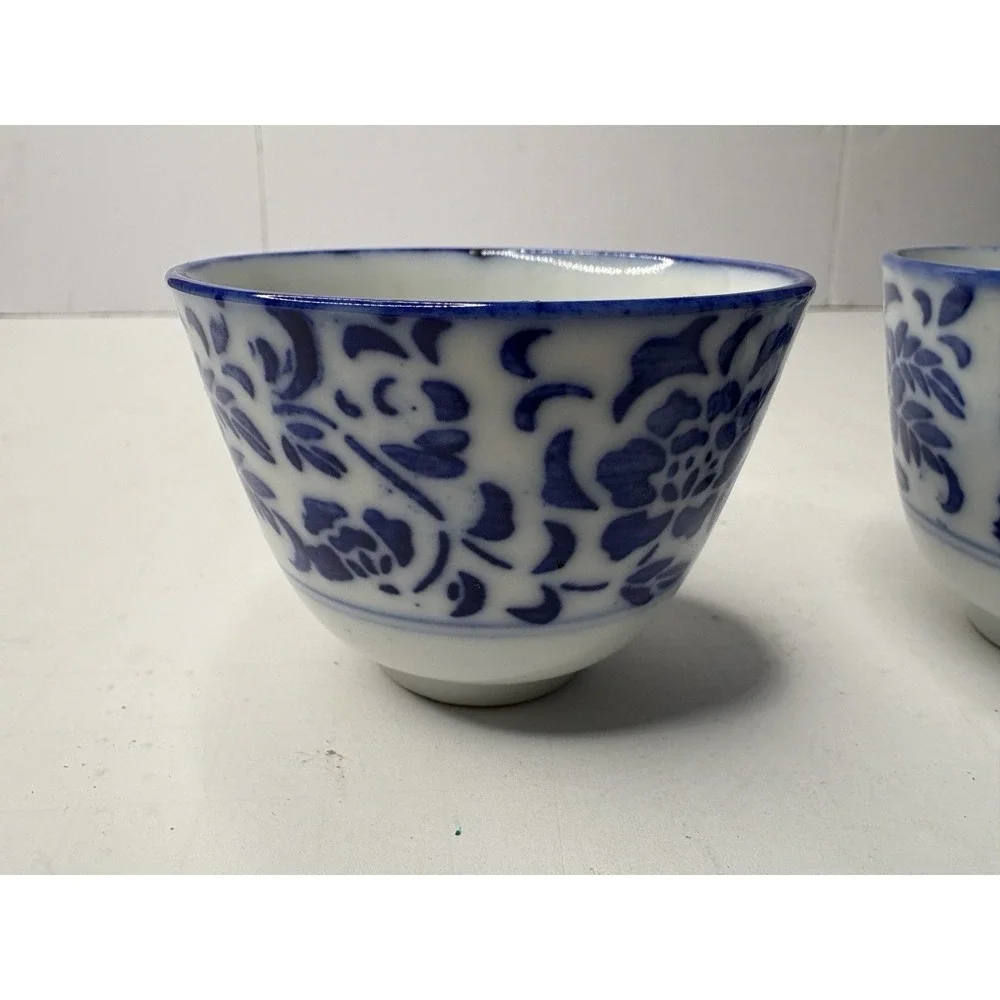 Pair Antique Chinese Blue and White Porcelain Bowls